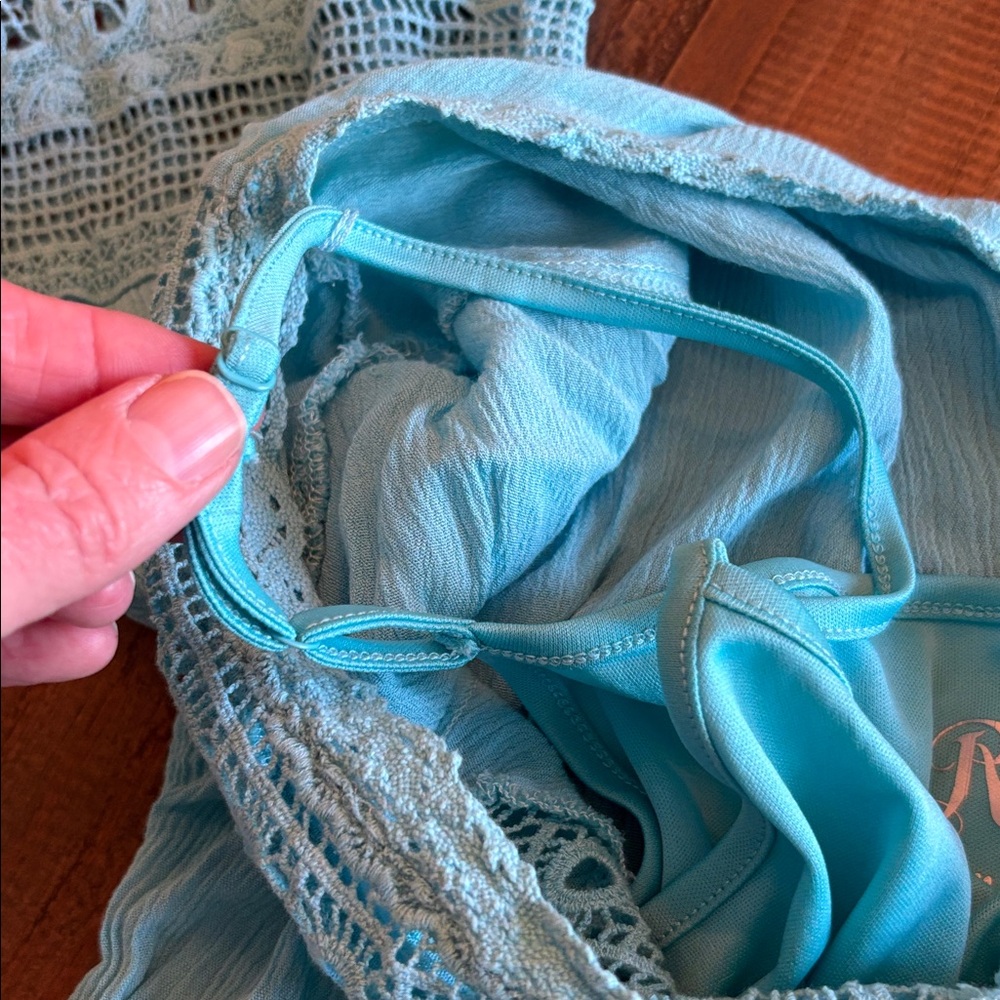 Wrangler Rock 47 Teal V-Neck Guaze Tunic Dress large. EUC - Picture 8 of 8